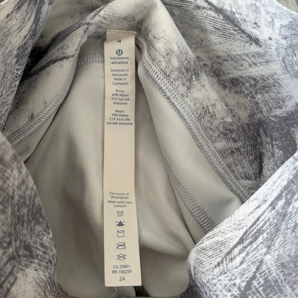 NWOT Lululemon Pace Perfect Cropped leggings white grey breeze high rise size 4